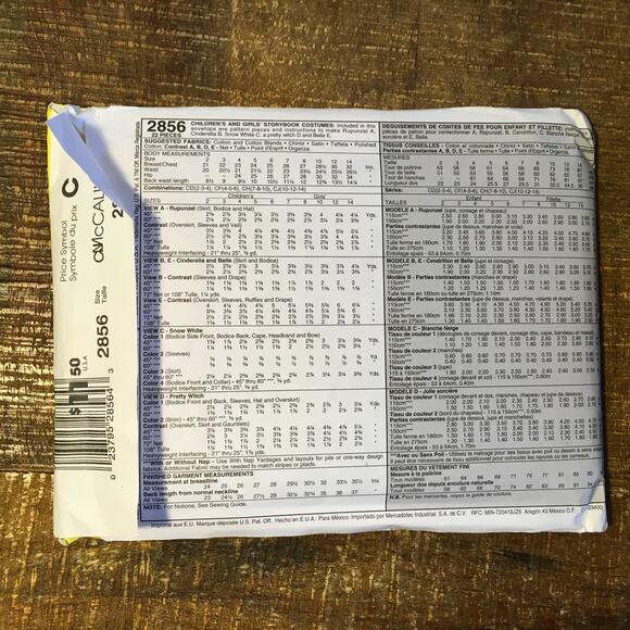 McCalls Sewing Pattern 2856 Costume Fairy Tale Storybook Princess 10-12-14 UNCUT - Picture 2 of 2